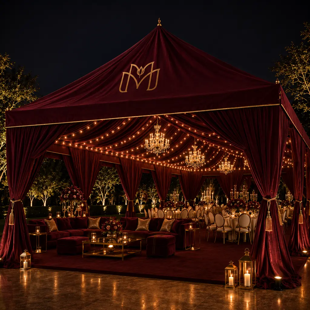 tent setup for the open space